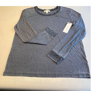 Treasure & Bond Women's Blue Long Sleeve Crew‎ Neck T-Shirt Top